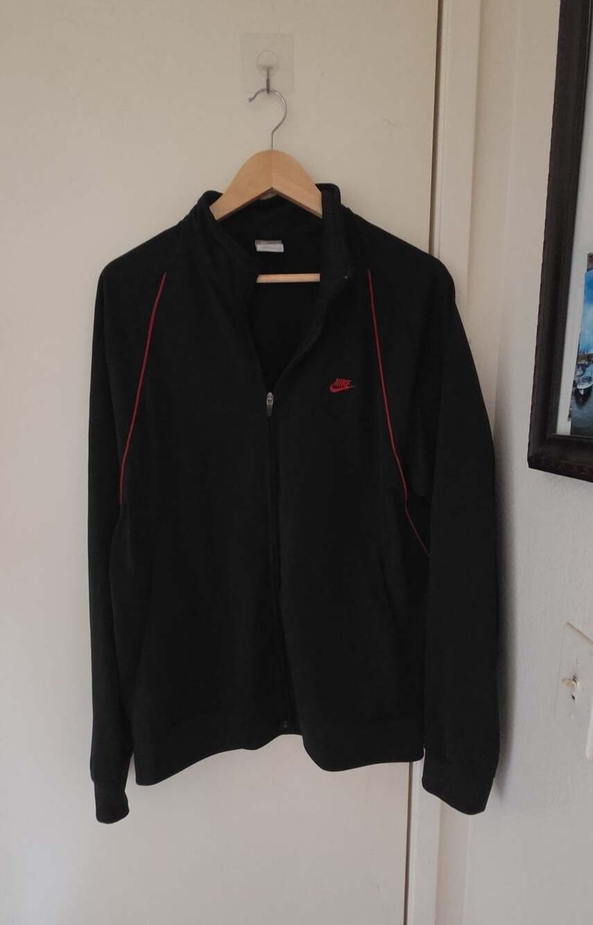 Nike Track Jacket Size L Black Red Full Zip